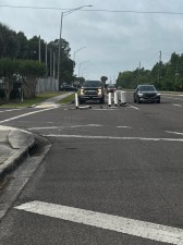 A new bulb-out curb will be added to the north side of Forest Park Street to improve visibility of the end of the right turn lane.